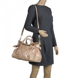 Miu Miu Beige Leather Bow Tote