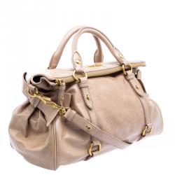 Miu Miu Beige Leather Bow Tote