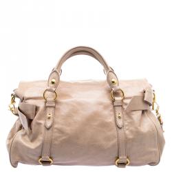 Miu Miu Beige Leather Bow Tote