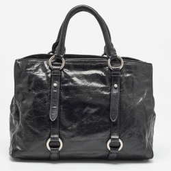 مملوكة مسبقًا Miu Miu Black Vitello Shine Leather Tote