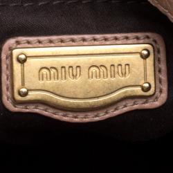 Miu Miu Beige Leather Bow Top Handle Bag