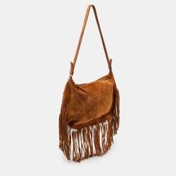 Miu Miu Brown Suede Fringed Shoulder Bag