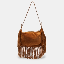 Miu Miu Brown Suede Fringed Shoulder Bag