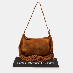 Miu Miu Brown Suede Fringed Shoulder Bag
