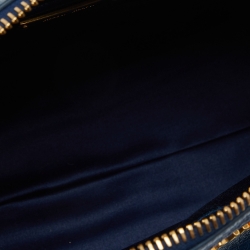 Miu Miu Blue Vitello Shine Leather Front Zip Satchel