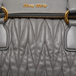 Miu Miu Grey Matelassé Leather Flap Satchel