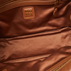 Miu Miu Brown Leather Zip Boston Bag