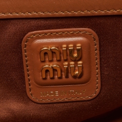 Miu Miu Brown Leather Zip Boston Bag
