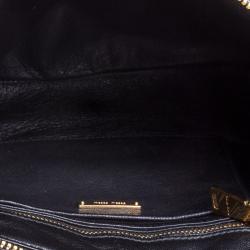 مملوكة مسبقًا Miu Miu Black Quilted Leather Biker Zip Clutch
