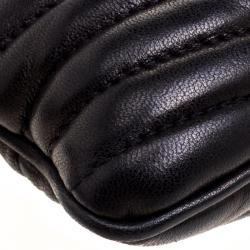 مملوكة مسبقًا Miu Miu Black Quilted Leather Biker Zip Clutch