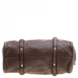 Miu Miu Dark Beige Leather Bow Top Handle Bag