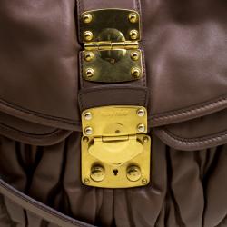 Miu Miu Brown Matelasse Lux Leather Coffer Hobo
