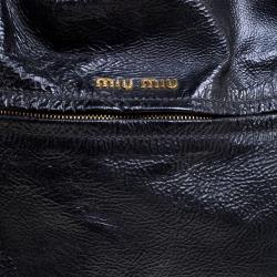 Miu Miu Black Distressed Leather Charm Satchel