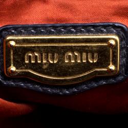 Miu Miu Black Distressed Leather Charm Satchel