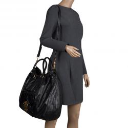 Pre Owned حقيبة ميو ميو جلد أسود بيد علوية