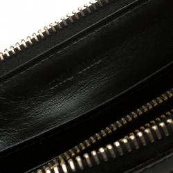 Pre Owned Miu Miu Black Croc Embossed Leather Zip Around Wallet