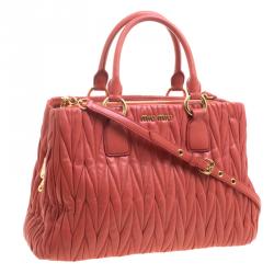 Miu Miu Red Matelasse Leather Shopper Tote