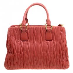Miu Miu Red Matelasse Leather Shopper Tote