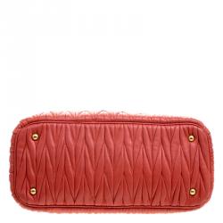Miu Miu Red Matelasse Leather Shopper Tote