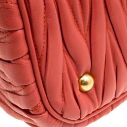 Miu Miu Red Matelasse Leather Shopper Tote