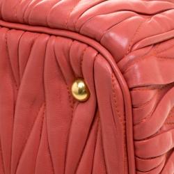 Miu Miu Red Matelasse Leather Shopper Tote