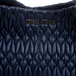 مملوكة مسبقًا Miu Miu Blue Matelasse Leather Swarovski Crystal Convertible Tote