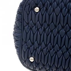 مملوكة مسبقًا Miu Miu Blue Matelasse Leather Swarovski Crystal Convertible Tote