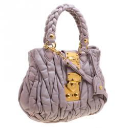 Pre Owned Miu Miu Lilac Matelasse Leather Shoulder Bag