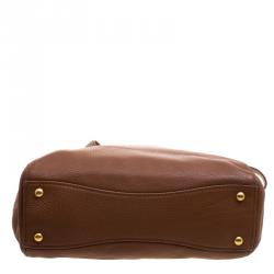 Miu Miu Brown Pebbled Leather Double Zip Convertible Tote
