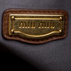 Miu Miu Brown Pebbled Leather Double Zip Convertible Tote