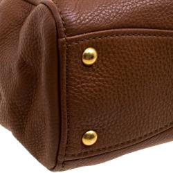 Miu Miu Brown Pebbled Leather Double Zip Convertible Tote