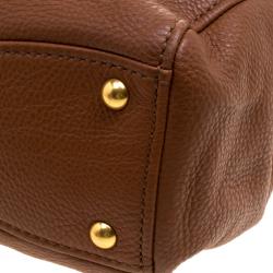 Miu Miu Brown Pebbled Leather Double Zip Convertible Tote