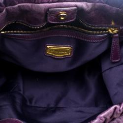 Pre Owned Miu Miu Purple Vitello Lux Leather Gathered Tote