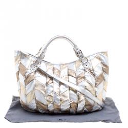Miu Miu Metallic Multicolor Patchwork Leather Tote