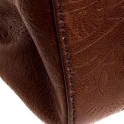 Pre Owned Miu Miu Brown Embossed Leather Double Zip Tote