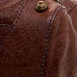 Pre Owned Miu Miu Brown Embossed Leather Double Zip Tote