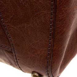 Pre Owned Miu Miu Brown Embossed Leather Double Zip Tote