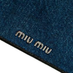 Pre Owned Miu Miu Blue Denim with Northern Raccoon Fur Charm Crossbody Bag