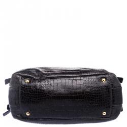مملوكة مسبقًا Miu Miu Dark Brown Glazed Croc Embossed Leather St. Cocco Satchel