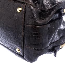 مملوكة مسبقًا Miu Miu Dark Brown Glazed Croc Embossed Leather St. Cocco Satchel