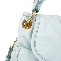 Miu Miu Light Blue Leather Matelasse Hobo