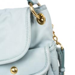 Miu Miu Light Blue Leather Matelasse Hobo
