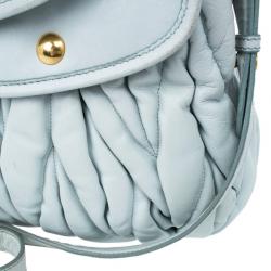 Miu Miu Light Blue Leather Matelasse Hobo