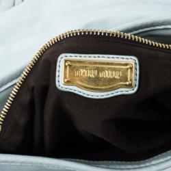 Miu Miu Light Blue Leather Matelasse Hobo