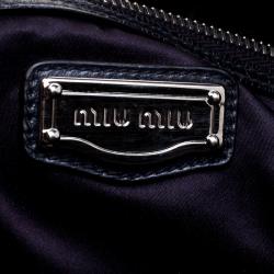 مملوكة مسبقًا Miu Miu Dark Blue Distressed Leather Hobo