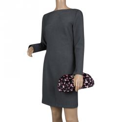 Miu Miu Black Satin Duchesse Swallow Clutch