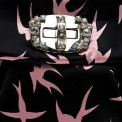 Miu Miu Black Satin Duchesse Swallow Clutch