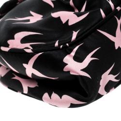 Miu Miu Black Satin Duchesse Swallow Clutch