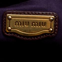 Miu Miu BrownLeather Bow Studded Tote