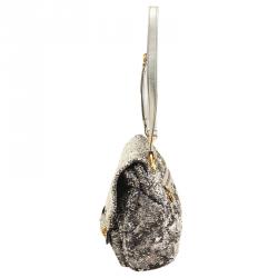 Pre Owned Miu Miu Silver Paillette Sequins Turn Lock Shoulder Bag